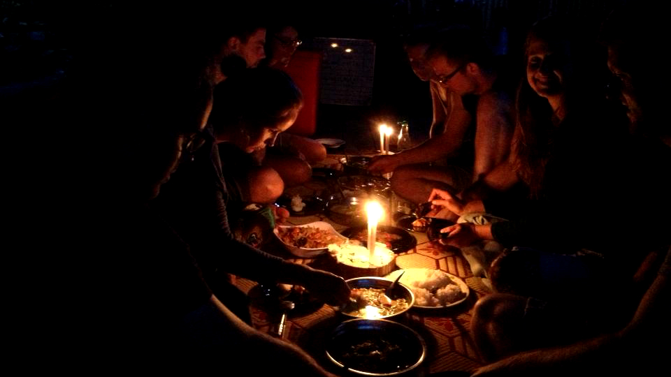 Traditional Thai dinner by candle light 